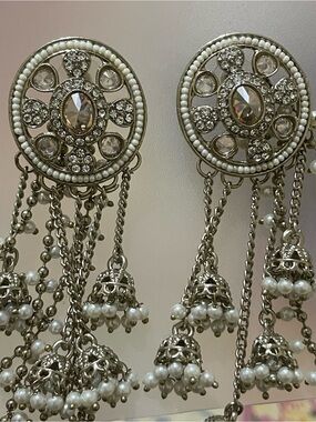 Pearl and Crystal Tassel Drop Sahara Earrings